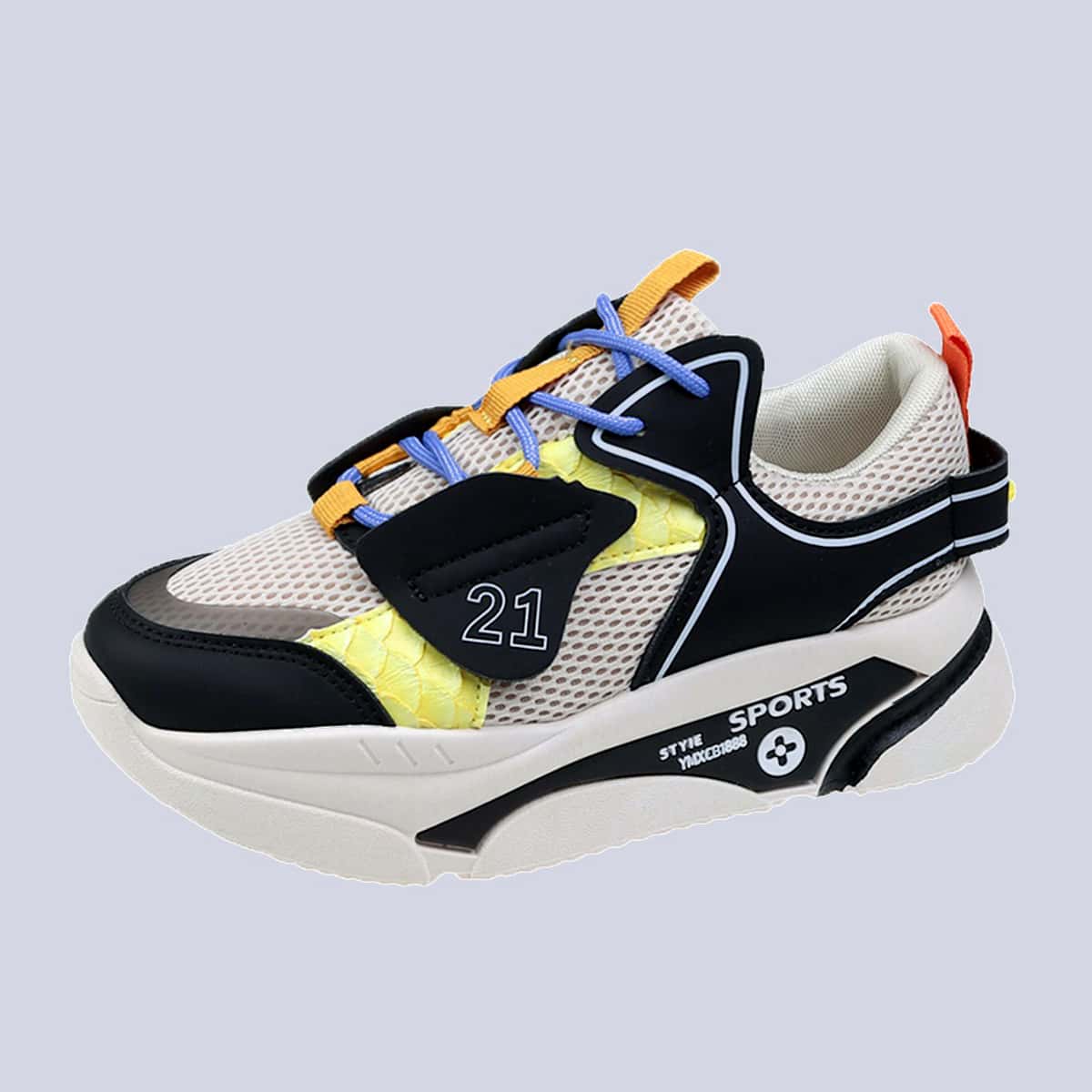 

Lace-up Front Mesh Chunky Sneakers, Black