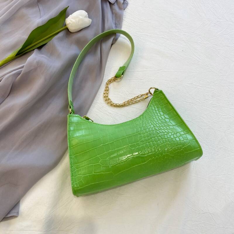 

Croc Embossed Shoulder Bag, Green