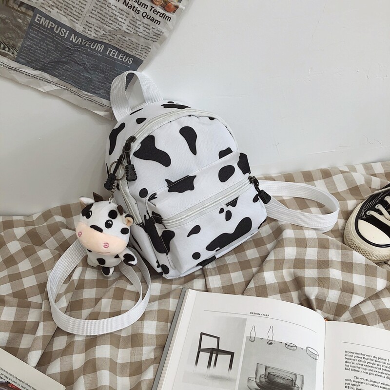 

Cow Print Backpack, White