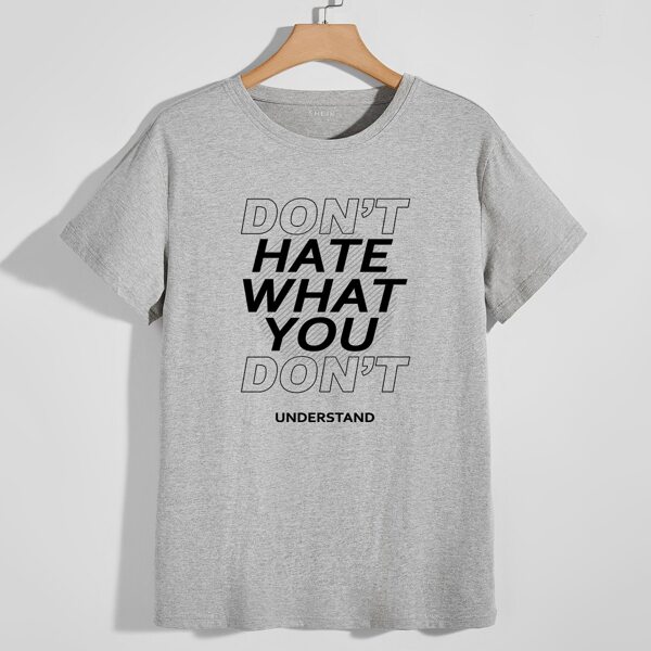 

Men Slogan Graphic Crew Neck Tee, Grey