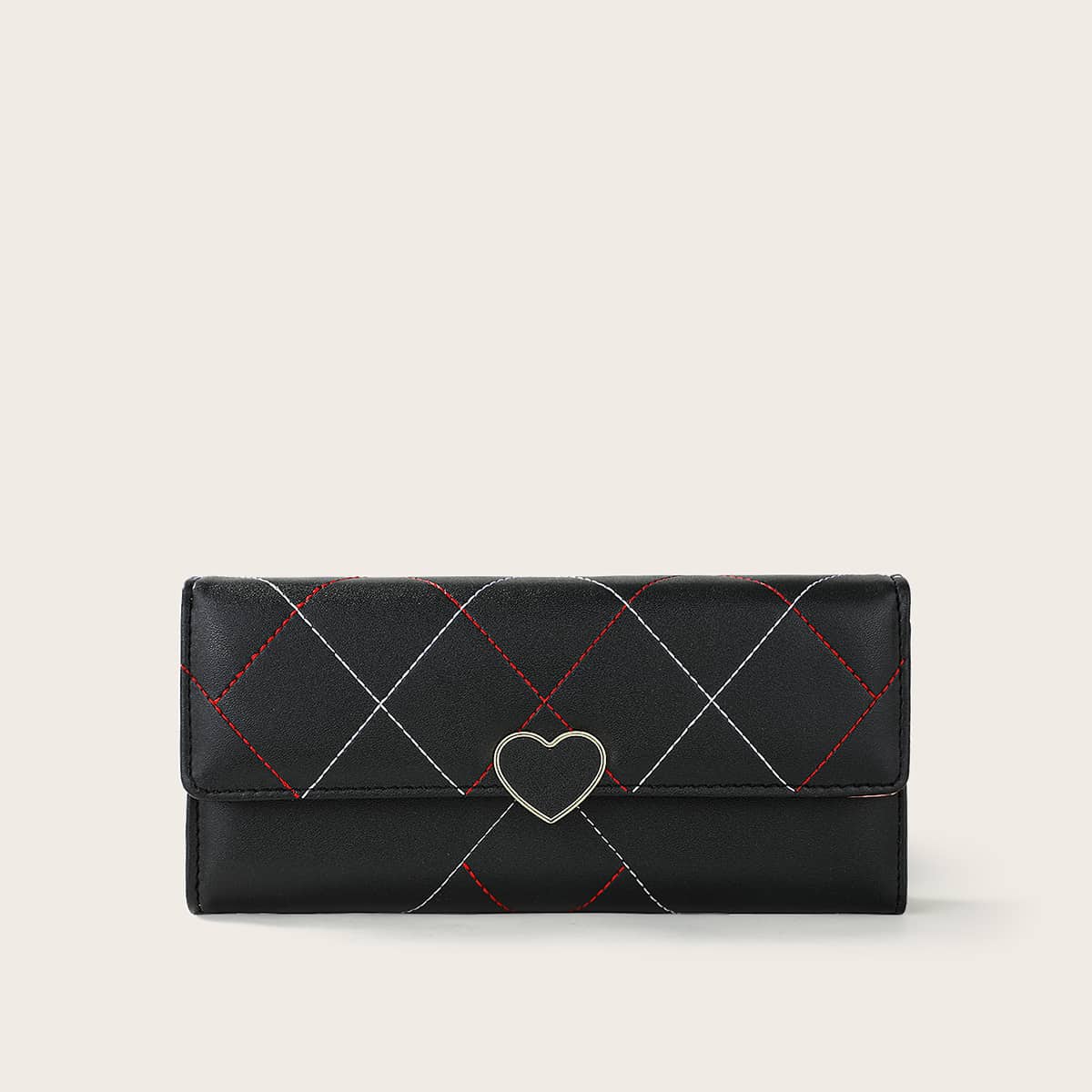 

Heart Graphic Long Purse, Black