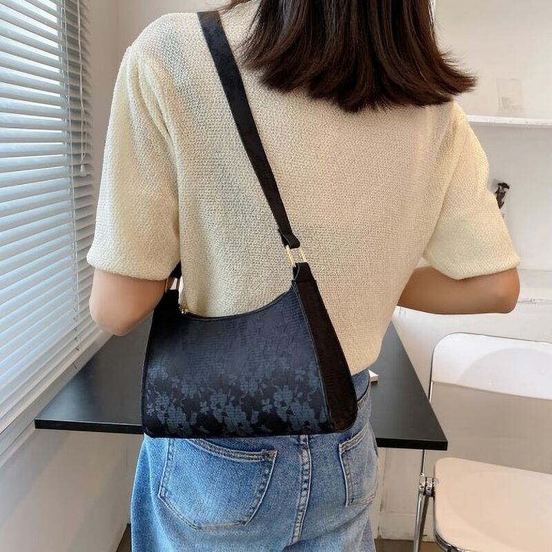 

Flower Pattern Shoulder Bag, Black
