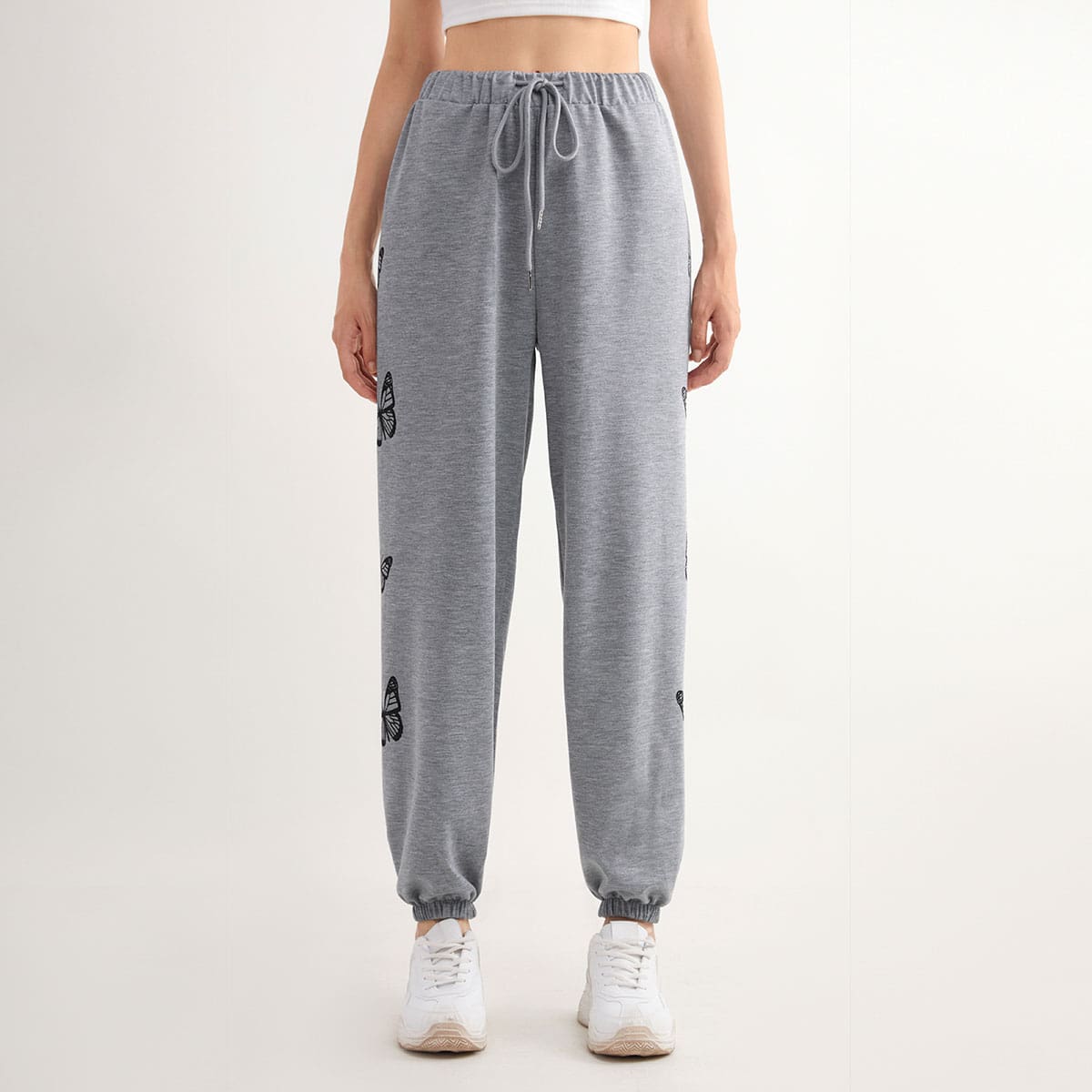 

Butterfly Print Sweatpants, Light grey