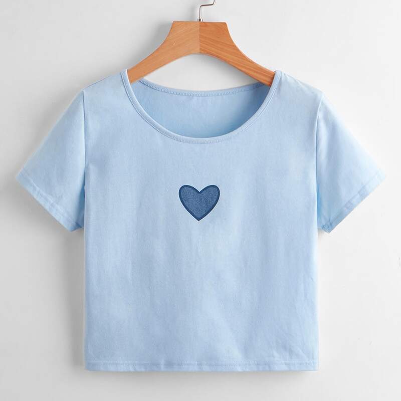 

Heart Graphic Tee, Baby blue