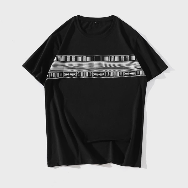 

Men Geo Print Tee, Black