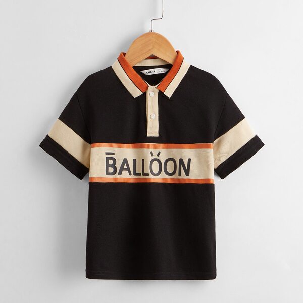 

Toddler Boys Letter Graphic Colorblock Polo Shirt, Multicolor