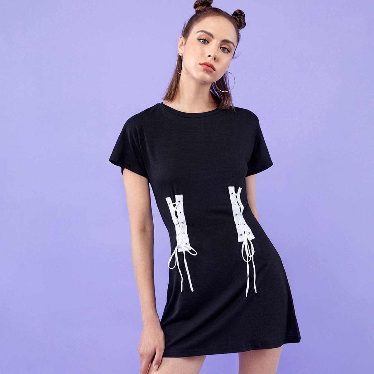 

Lace Up Dress, Black