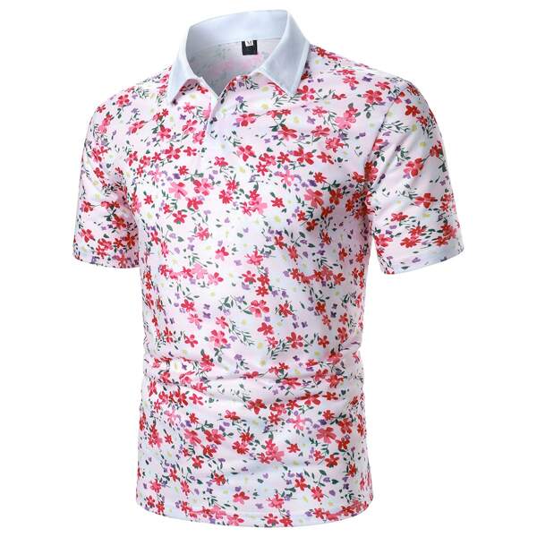 

Men Allover Floral Print Polo Shirt, Multicolor