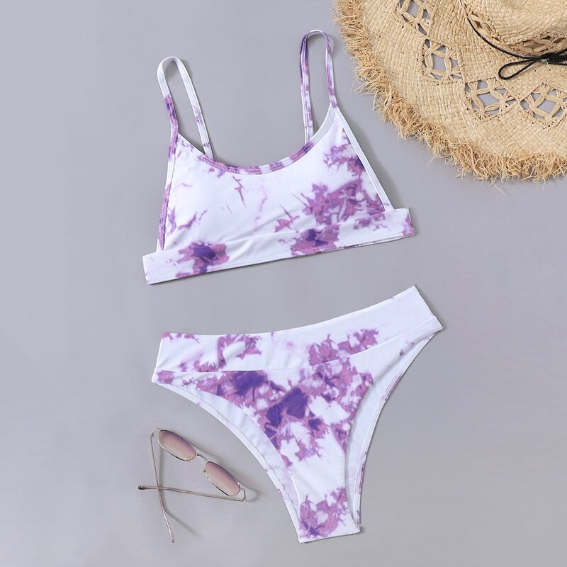 

Marble Print Bikini Swimsuit, Multicolor