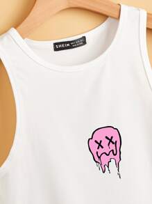 SHEIN Unity Cartoon Graphic Crop Tank Top - White - View 5