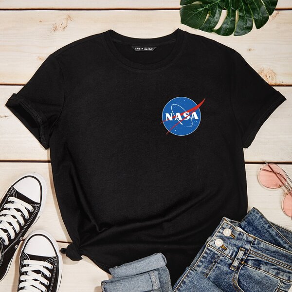

Letter Graphic Short Sleeve Tee, Black