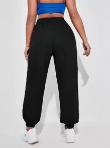 Jeans rotos de cintura con cordón - Negro - Ver 2