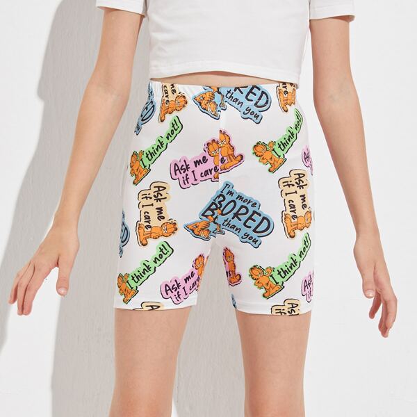 

Girls Letter Graphic Biker Shorts, Multicolor