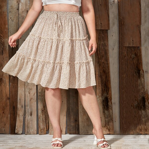 

Plus Ditsy Floral Layered Skirt, Multicolor