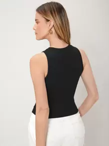 MOTF PREMIUM VISCOSE SLIM TANK TOP - Black - View 2