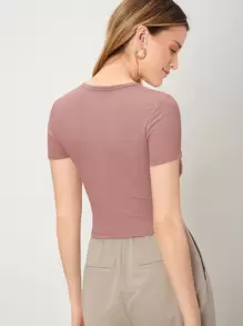 PREMIUM Top de canalé corto - Rosa vieja - Ver 2