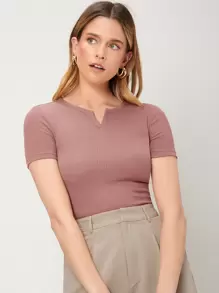 PREMIUM Top de canalé corto - Rosa vieja - Ver 8