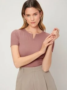 PREMIUM Top de canalé corto - Rosa vieja - Ver 9