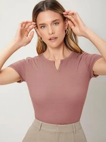 PREMIUM Top de canalé corto - Rosa vieja - Ver 10