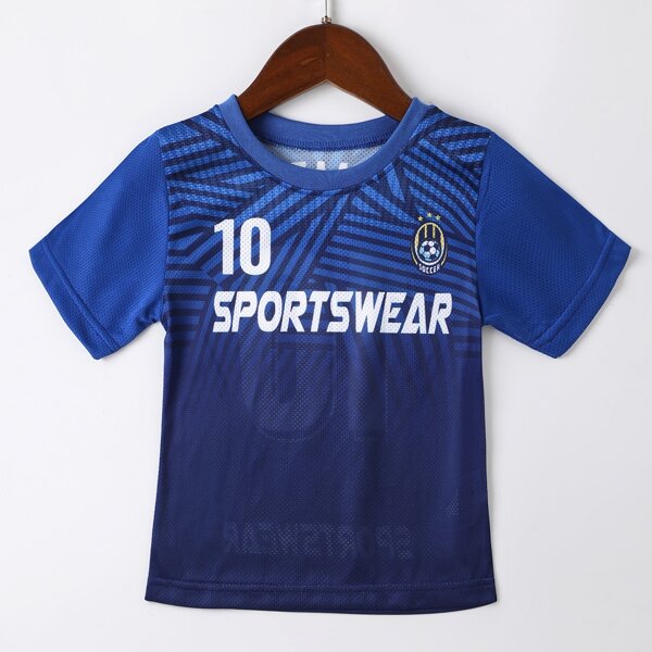 

Toddler Boys Letter Graphic Football Jersey, Blue