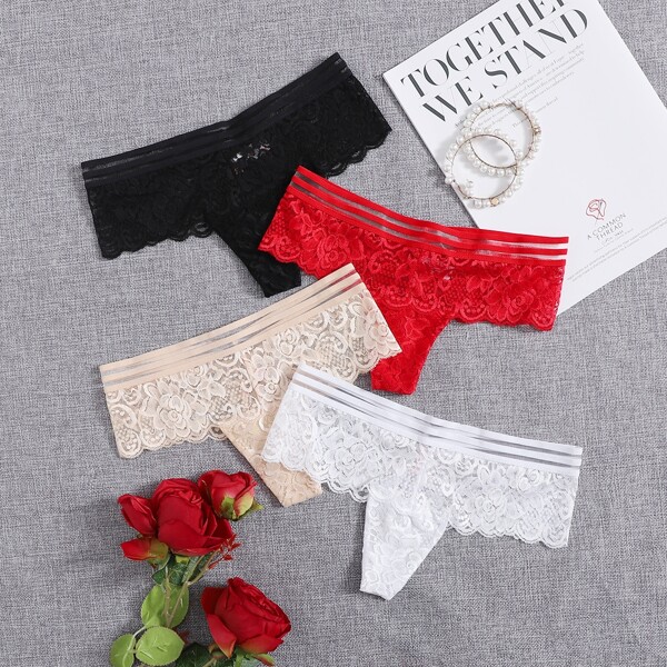 

4pack Floral Lace Panty Set, Multicolor