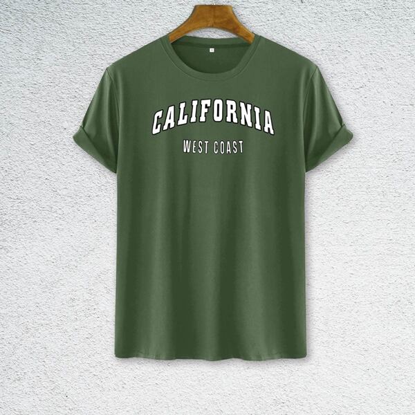

Men Letter Graphic Short Sleeve Tee, Army green