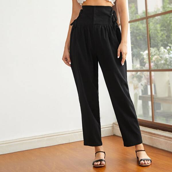 

Knot Detail Carrot Pants, Black