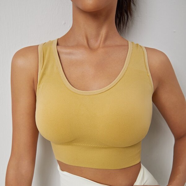

High Support Seamless Sports Bra, Mustard yellow