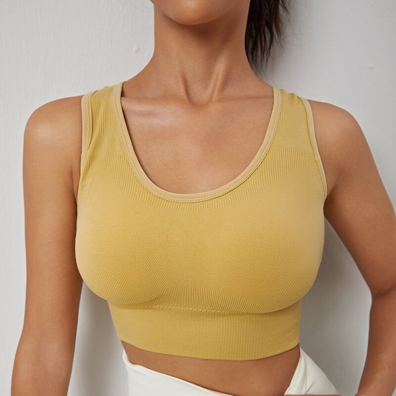 

High Support Seamless Sports Bra, Mustard yellow