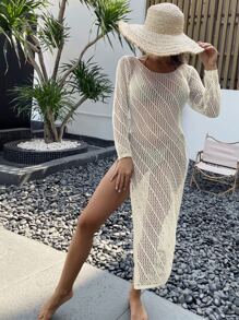 Breezaya Split Thigh Cover Up Dress,Summer Beach - Apricot - View 3