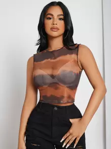 SHEIN SXY Áo hai dây cắt Cà vạt nhuộm Gợi cảm - Nhiều màu - Xem 1