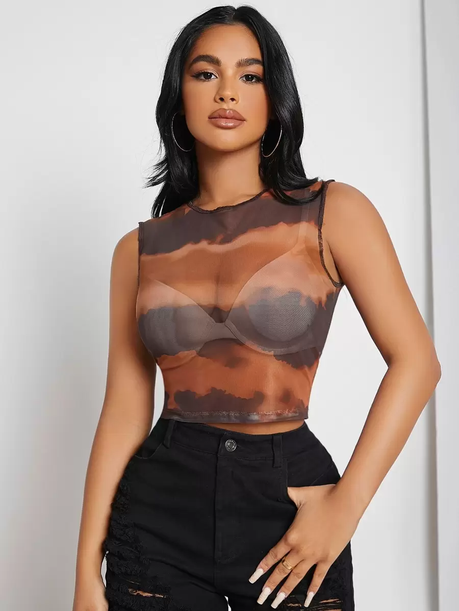 SHEIN SXY Áo hai dây cắt Cà vạt nhuộm Gợi cảm - Nhiều màu - Xem 1