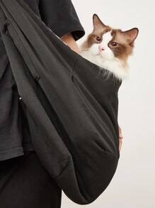 1入組寵物胸包（貓狗適用）,適合小型寵物,可調式肩帶,適合戶外旅行 - 黑色 - 查看 1