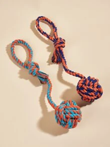 1pc Random Color Pet Chew Rope With Handle Ball, Suitable For Small Pets Under 5kg, Ball Diameter 6cm - Multicolor - View 3