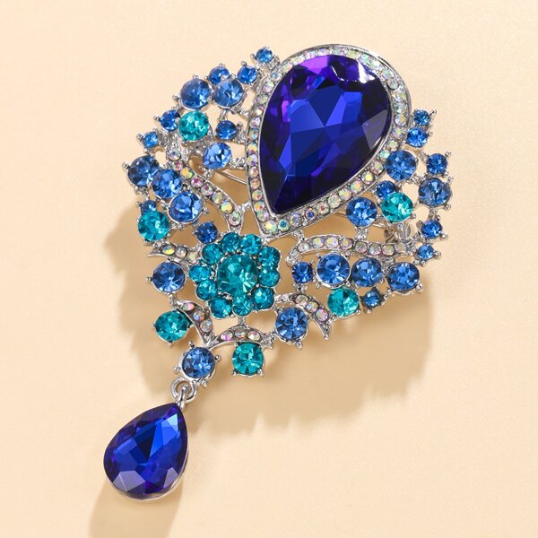 

Rhinestone Decor Brooch, Blue