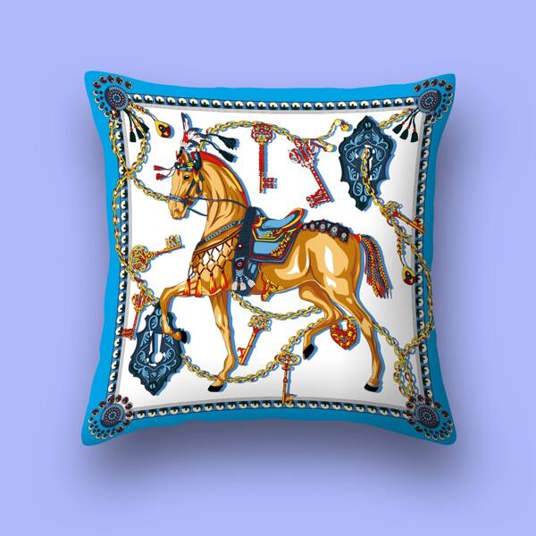 

Horse Pattern Cushion Cover Without Filler, Multicolor