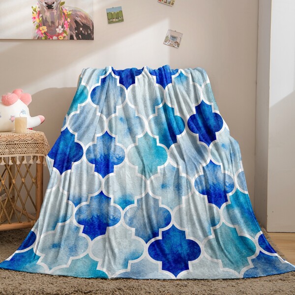 

Geometric Pattern Fleece Throw, Multicolor