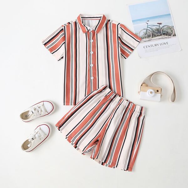 

Toddler Boys Striped Shirt With Shorts, Multicolor