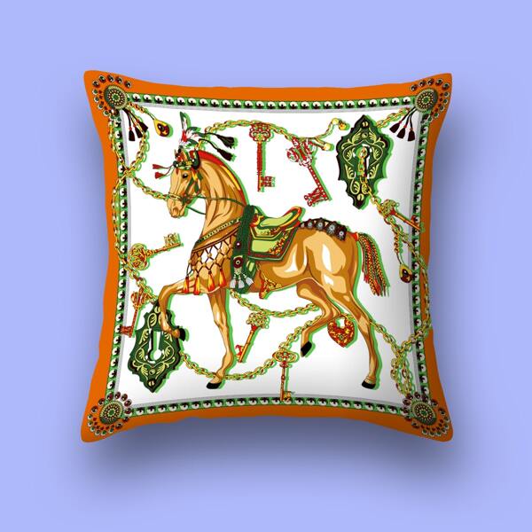 

Horse Pattern Cushion Cover Without Filler, Multicolor