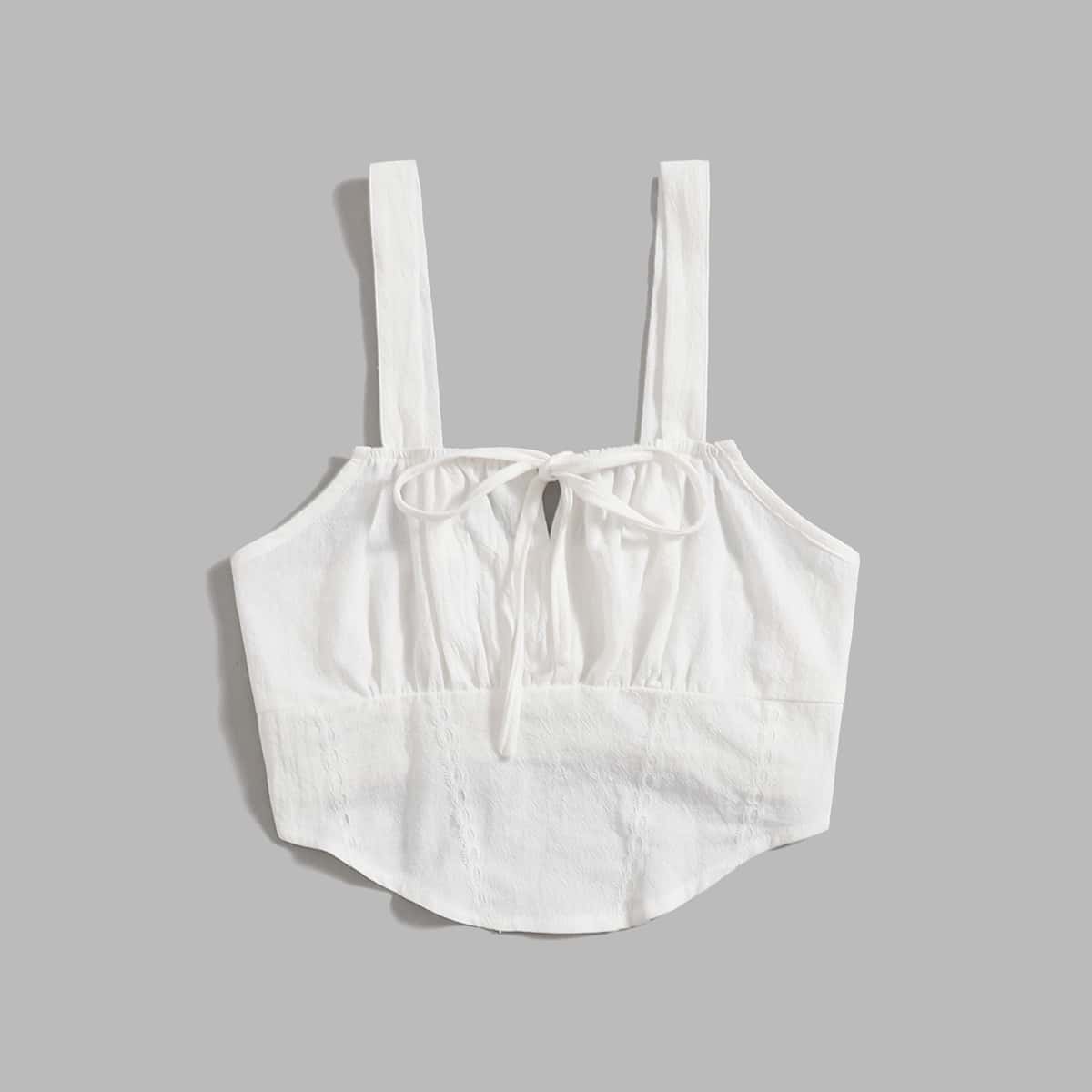 

Solid Tie Front Cami, White