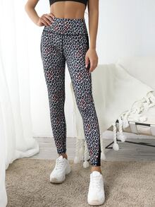 High Waist Sports Leggings With Phone Pocket - Multicolor - View 5