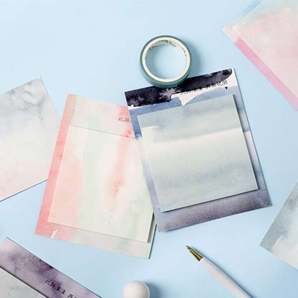 

1pc Watercolor Pattern Random Sticky Note, Multicolor