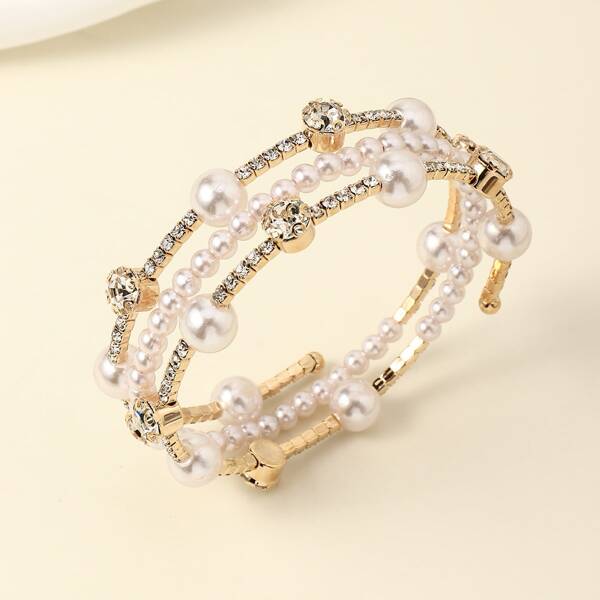 

Rhinestone Decor Bangle, Gold