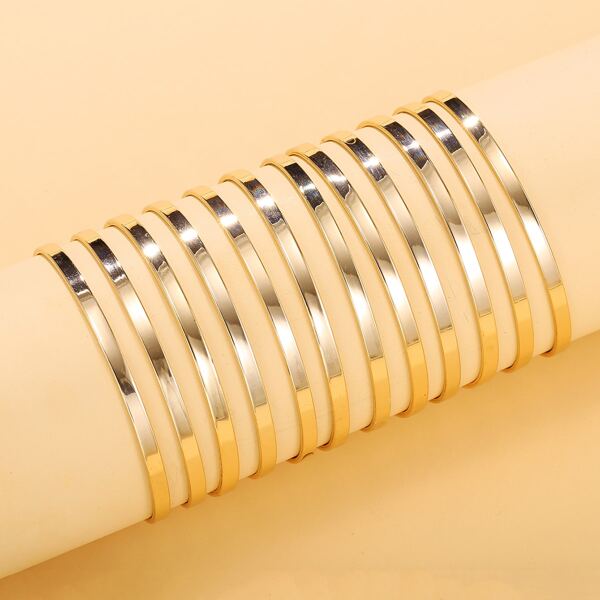 

12pcs Alloy Bangle, Gold