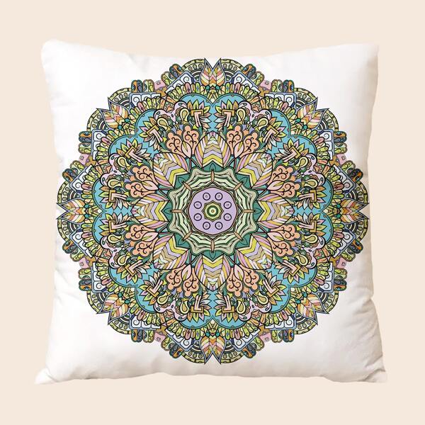 

Mandala Print Cushion Cover Without Filler, Multicolor