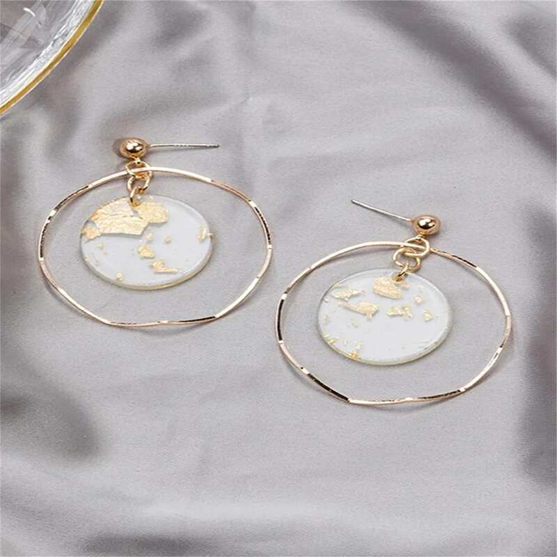 

Round Drop Earrings, Gold