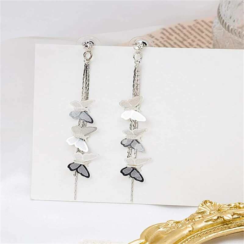 

Butterfly Tassel Drop Earrings, Silver