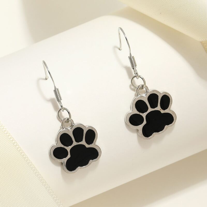 

Cat Paw Drop Earrings, Black