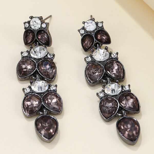 

Gemstone Decor Drop Earrings, Black