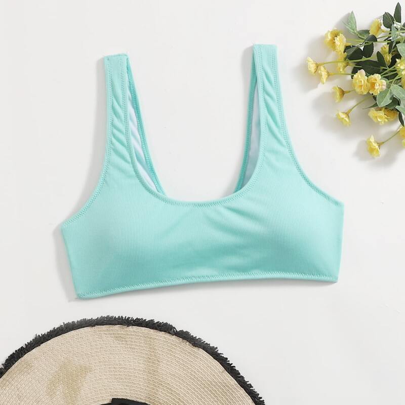 

Solid Rib Bikini Top, Mint green